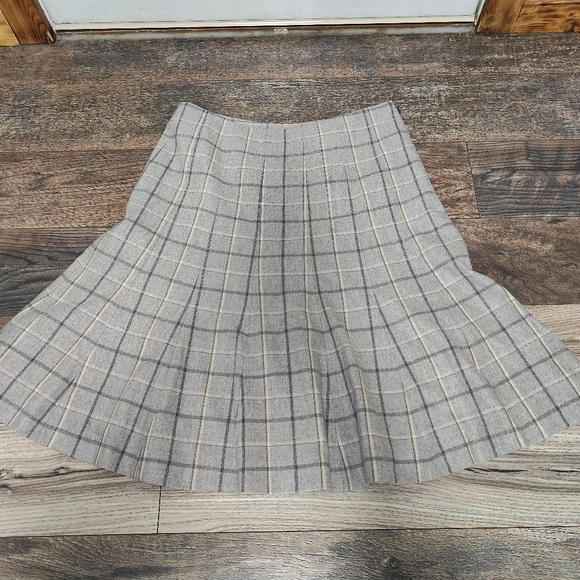 Brooks Brothers windowpane stretch wool cashmere fluted Women's skirt Size 8 - Picture 6 of 10